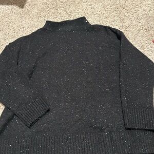 Black Speckled Sweater. Mock neck